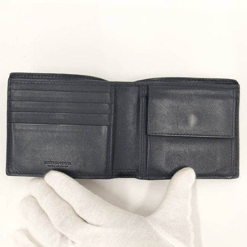Bottega Veneta Bifold Wallet Leather Navy — view 2
