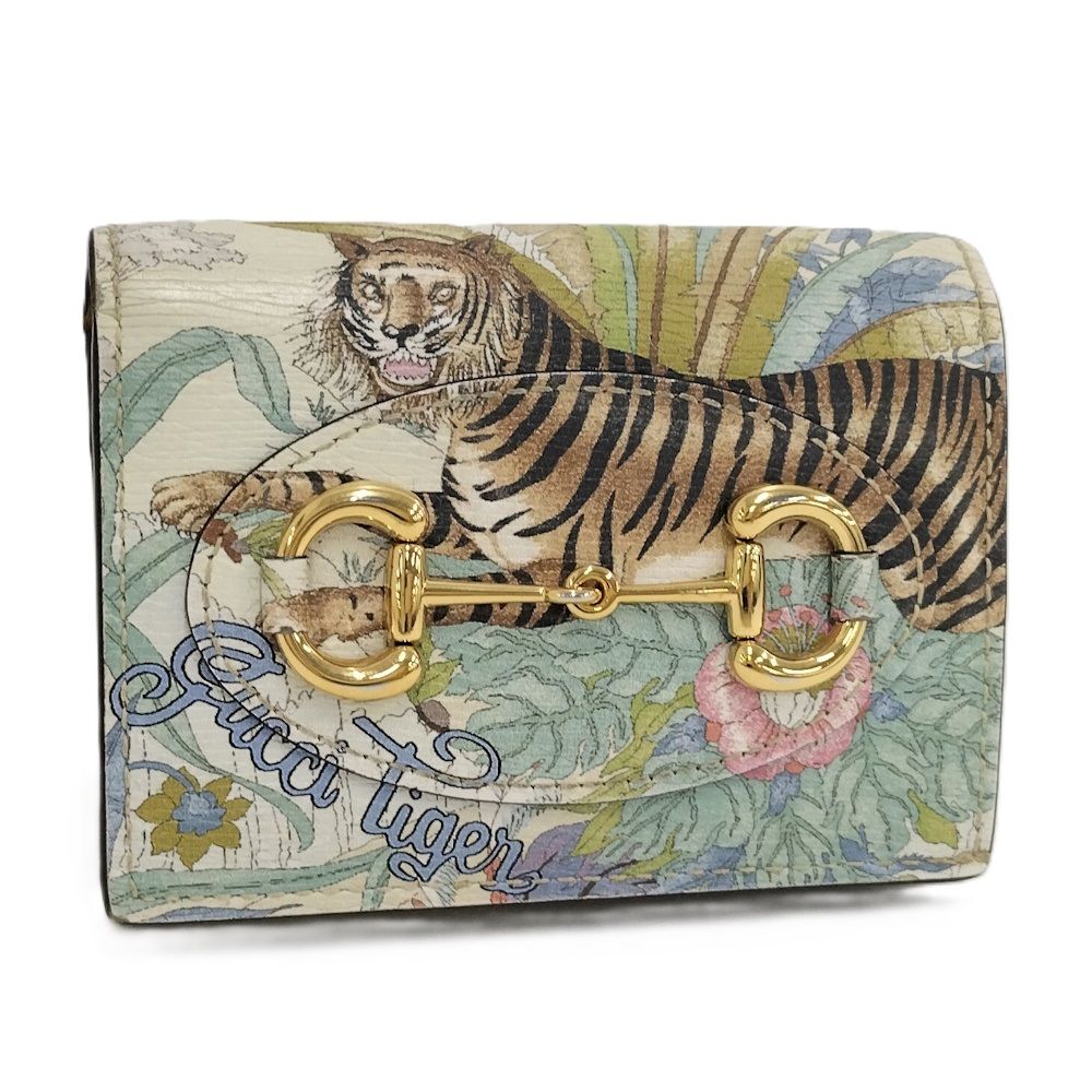 Gucci Compact Wallet Horsebit Tiger Multicolor