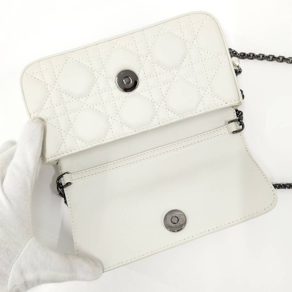 Dior My Talk Phone Bag Cannage Leather White — view 6