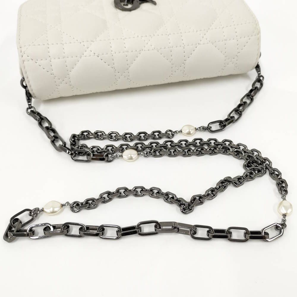 Dior My Talk Phone Bag Cannage Leather White — view 7