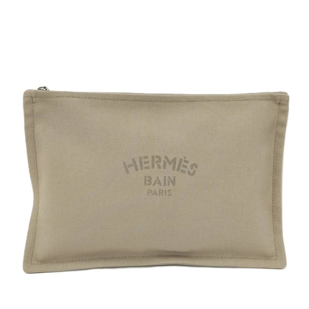Hermes Yachting GM Flat Pouch Canvas Beige