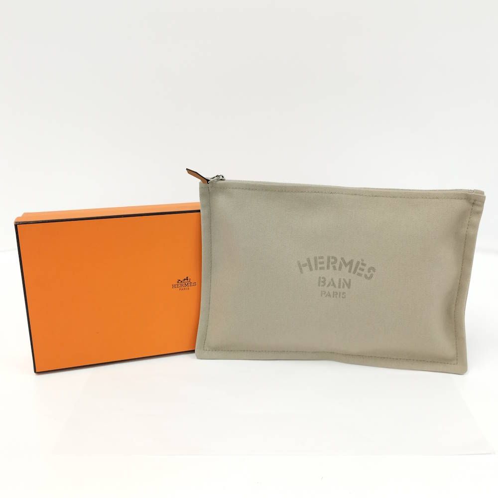 Hermes Yachting GM Flat Pouch Canvas Beige — view 8