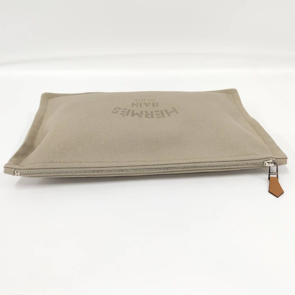 Hermes Yachting GM Flat Pouch Canvas Beige — view 5