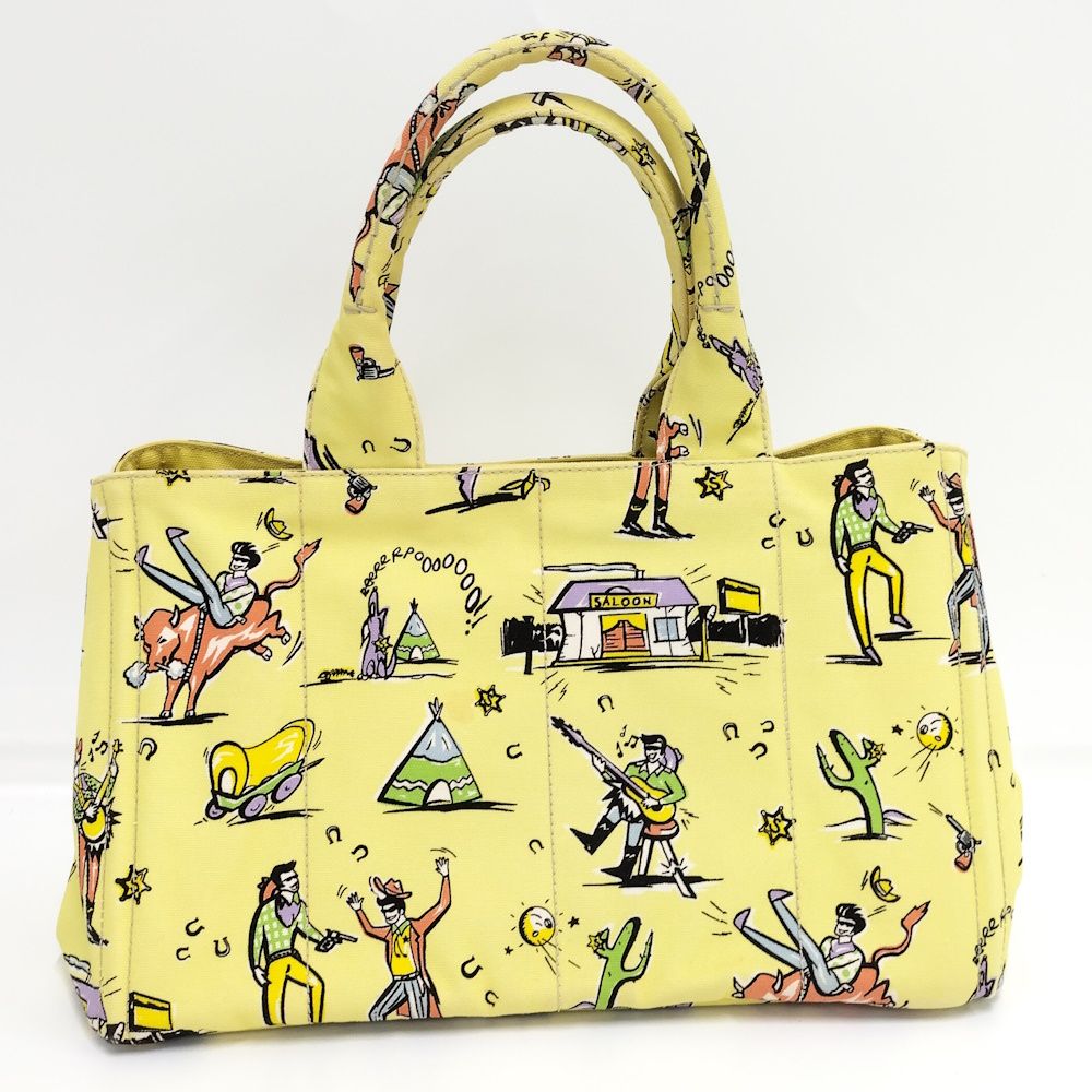 Prada Canapa Western Pattern Tote Bag — view 2