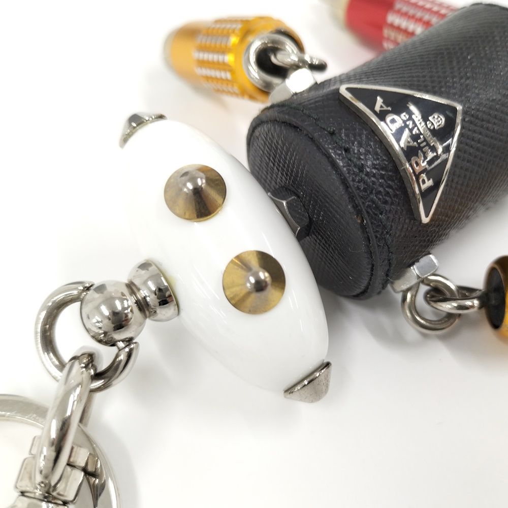 Prada Trick Robot Charm Saffiano Leather Cherubino Keychain — view 5
