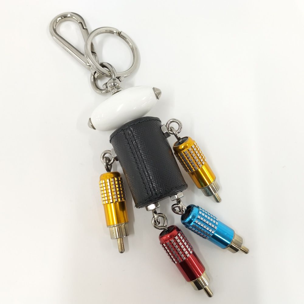 Prada Trick Robot Charm Saffiano Leather Cherubino Keychain — view 2