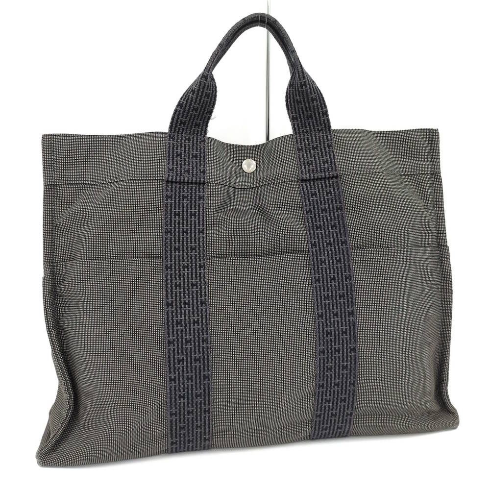 Hermes Herline Tote Bag GM Canvas Gray
