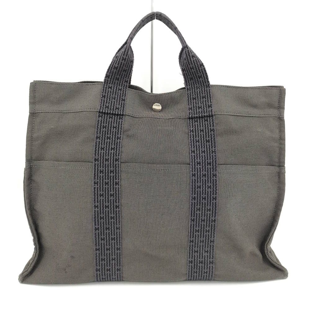Hermes Herline Tote Bag GM Canvas Gray — view 2
