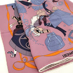 Hermes Carre 70 Scarf le Bal Masque Masquerade Silk 100% Pink — view 5