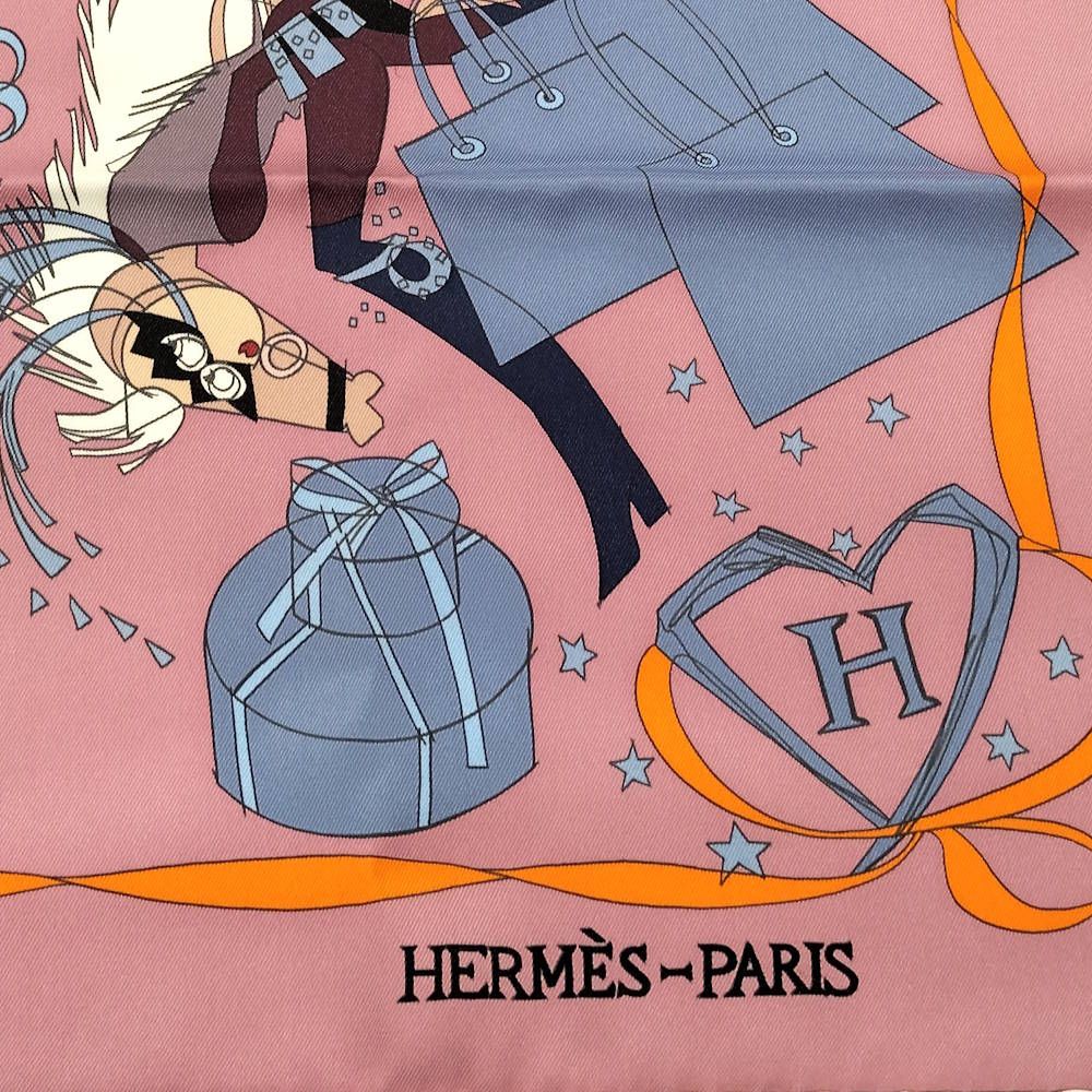 Hermes Carre 70 Scarf le Bal Masque Masquerade Silk 100% Pink — view 2