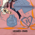 Hermes Carre 70 Scarf le Bal Masque Masquerade Silk 100% Pink — view 2