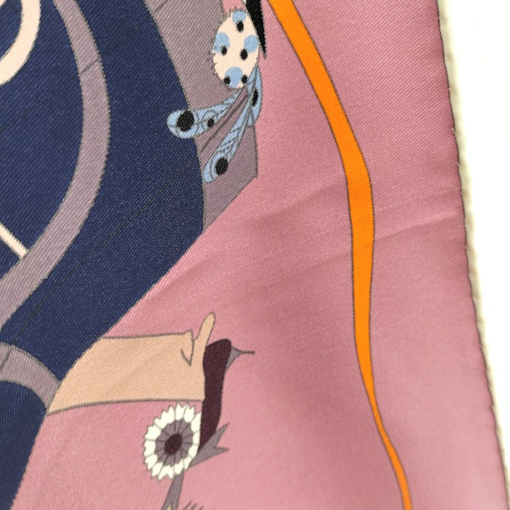 Hermes Carre 70 Scarf le Bal Masque Masquerade Silk 100% Pink — view 8