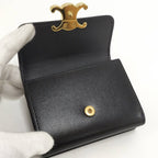 Celine Triomphe Compact Wallet with Coin Purse Shiny Calfskin Black — view 3