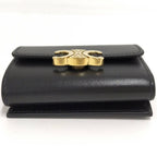 Celine Triomphe Compact Wallet with Coin Purse Shiny Calfskin Black — view 6