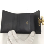 Celine Triomphe Compact Wallet with Coin Purse Shiny Calfskin Black — view 2