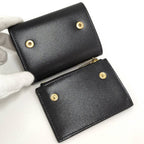 Celine Triomphe Compact Wallet with Coin Purse Shiny Calfskin Black — view 5