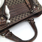Celine Boogie Tote Bag Macadam Croco Embossed Leather Canvas — view 6