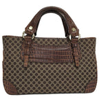 Celine Boogie Tote Bag Macadam Croco Embossed Leather Canvas