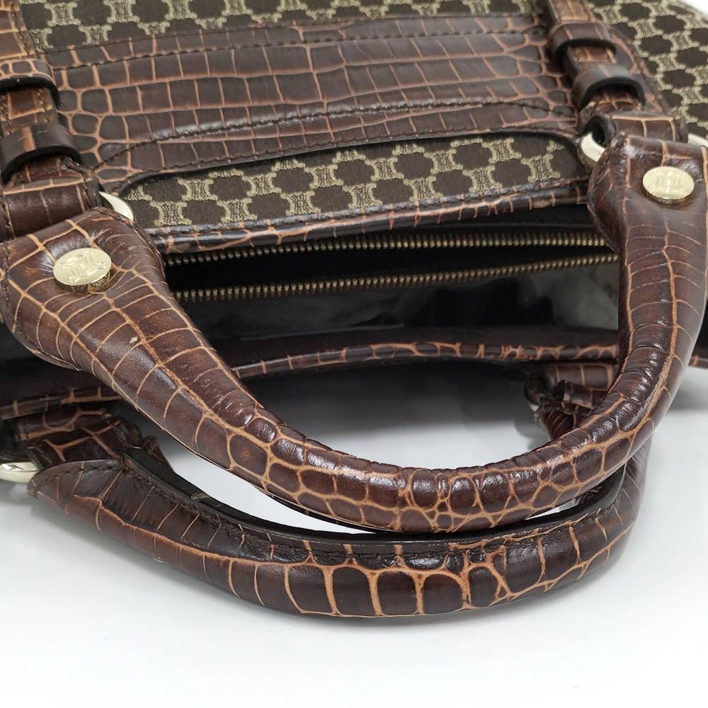 Celine Boogie Tote Bag Macadam Croco Embossed Leather Canvas — view 4
