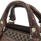 Celine Boogie Tote Bag Macadam Croco Embossed Leather Canvas — view 5