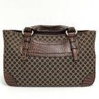 Celine Boogie Tote Bag Macadam Croco Embossed Leather Canvas — view 2