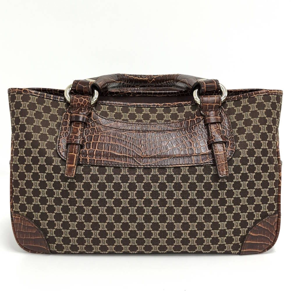 Celine Boogie Tote Bag Macadam Croco Embossed Leather Canvas — view 2