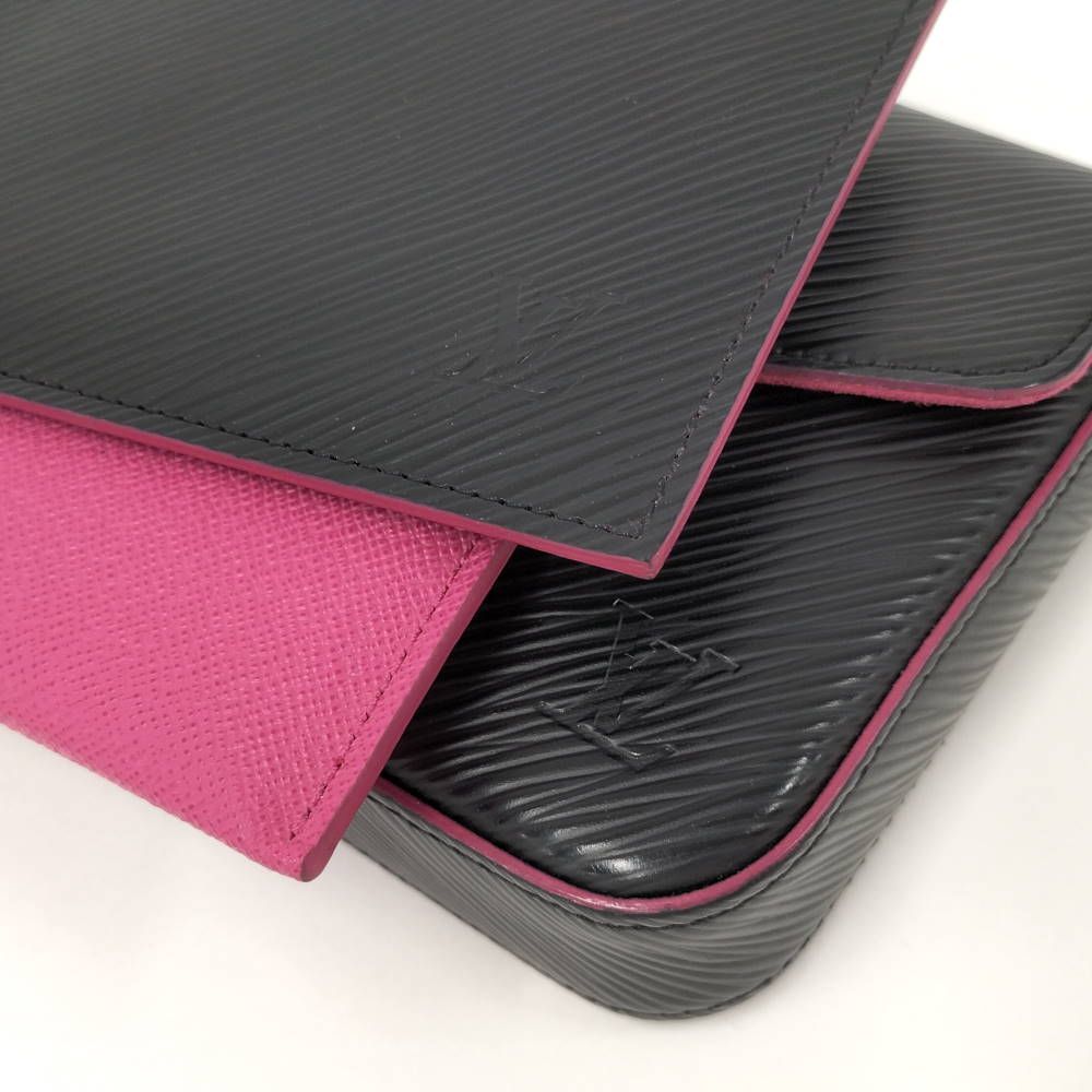 Louis Vuitton Pochette Felicie Epi Noir Hot Pink Wallet — view 3