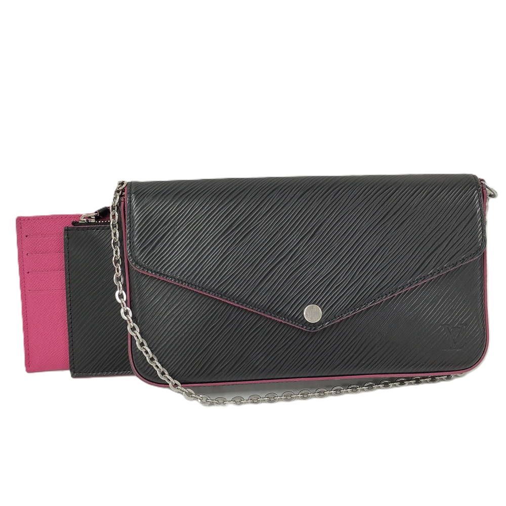 Louis Vuitton Pochette Felicie Epi Noir Hot Pink Wallet