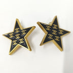 Chanel Earrings Star CC Logo Coco CC Plated Black Gold 01P — view 4