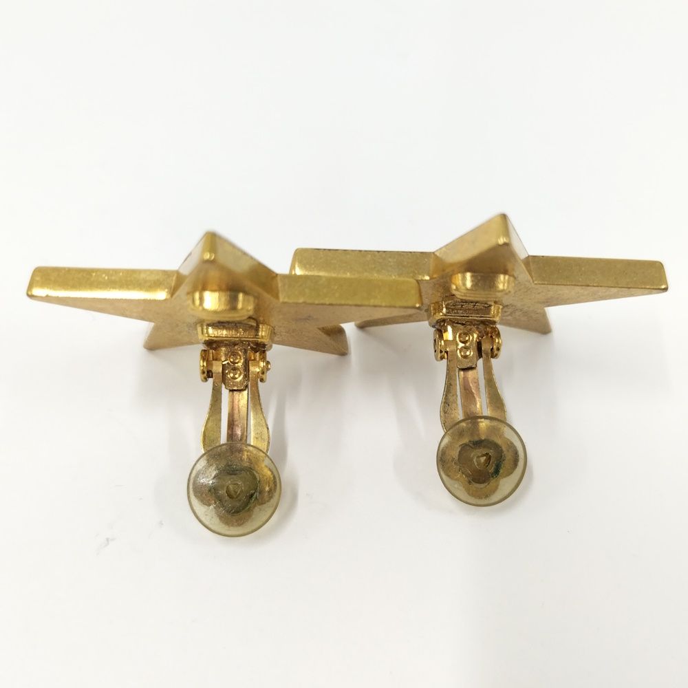 Chanel Earrings Star CC Logo Coco CC Plated Black Gold 01P — view 7