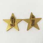 Chanel Earrings Star CC Logo Coco CC Plated Black Gold 01P — view 5
