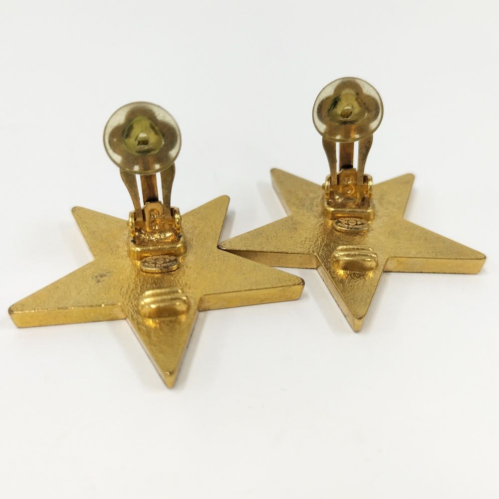 Chanel Earrings Star CC Logo Coco CC Plated Black Gold 01P — view 6