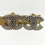 Chanel Earrings CC Logo Perforated Plated Silver
