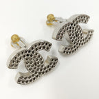 Chanel Earrings CC Logo Perforated Plated Silver — view 5
