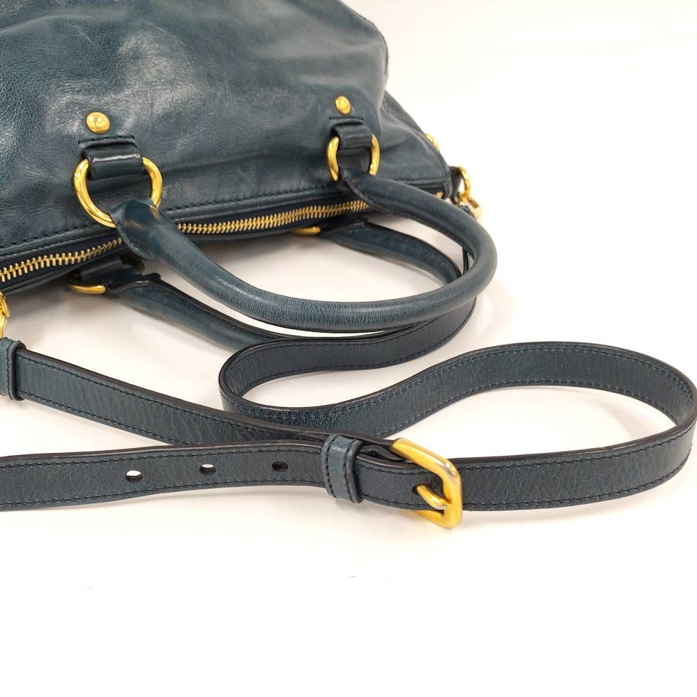 Prada Leather 2-Way Handbag Indigo — view 5