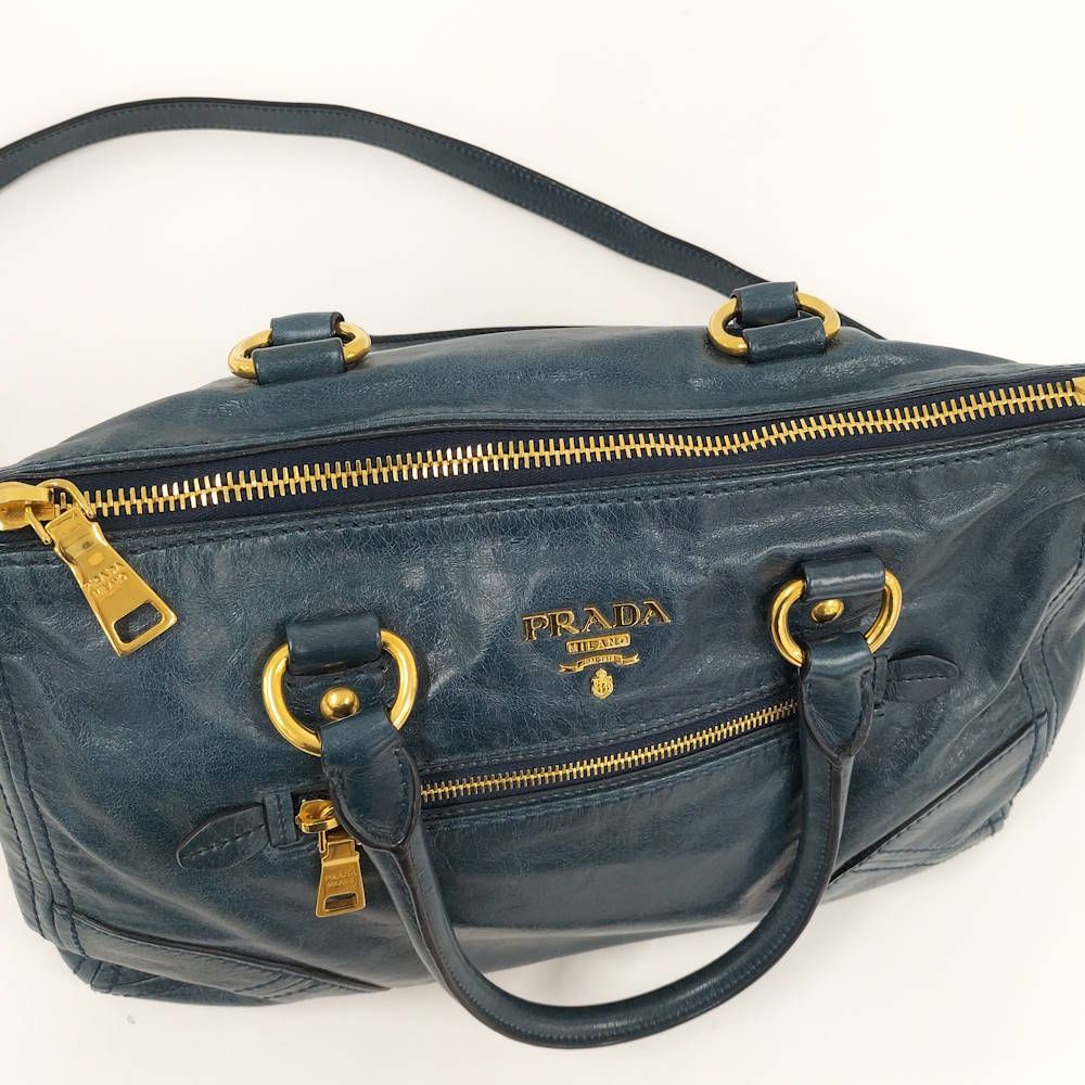 Prada Leather 2-Way Handbag Indigo — view 7