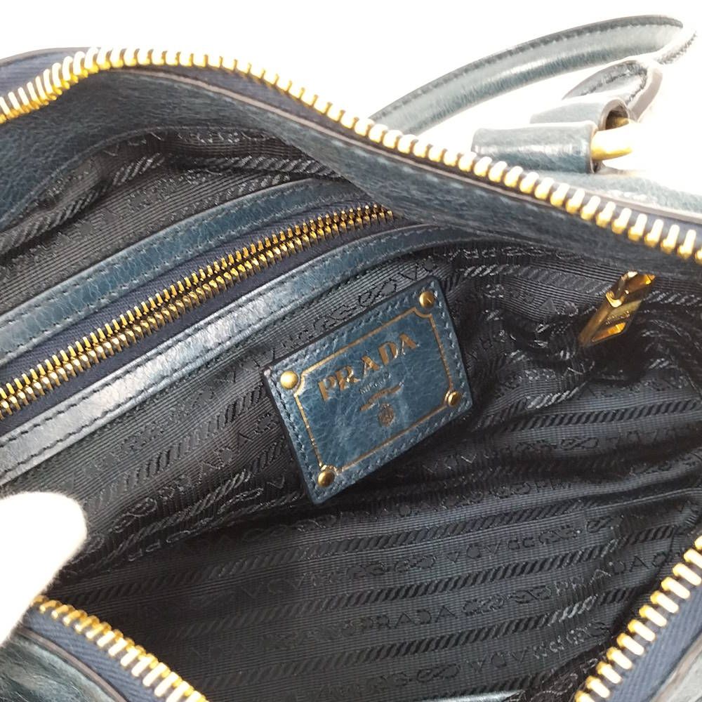 Prada Leather 2-Way Handbag Indigo — view 8
