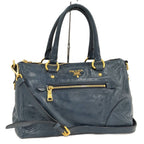 Prada Leather 2-Way Handbag Indigo