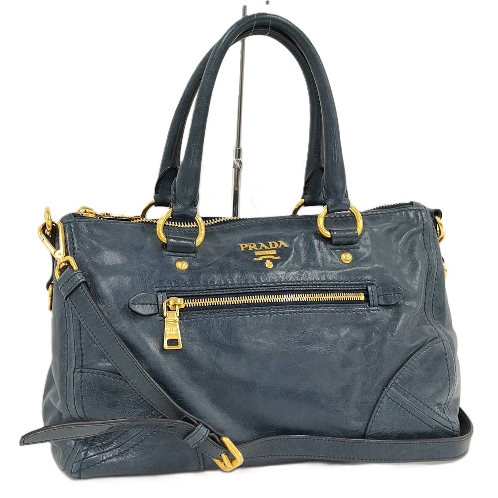 Prada Leather 2-Way Handbag Indigo