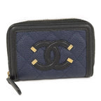 Chanel Coin Purse CC Filigree Quilted Caviar Leather