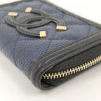 Chanel Coin Purse CC Filigree Quilted Caviar Leather — view 3
