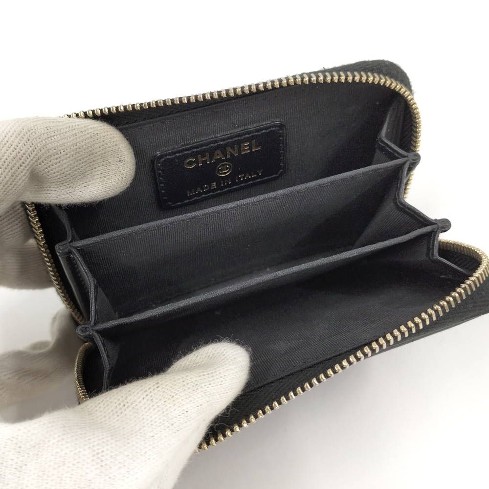 Chanel Coin Purse CC Filigree Quilted Caviar Leather — view 6