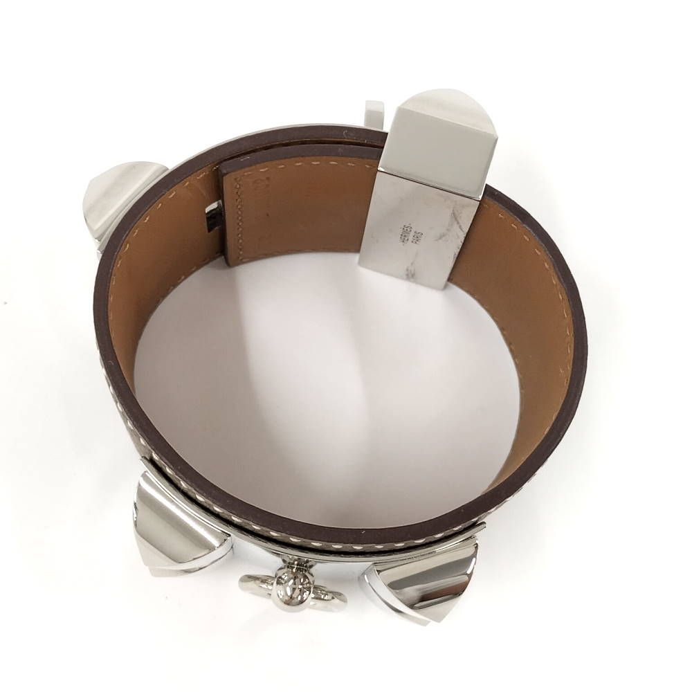 Hermes Collier de Chien Etoupe Veau Epsom Silver T2 Bracelet — view 3