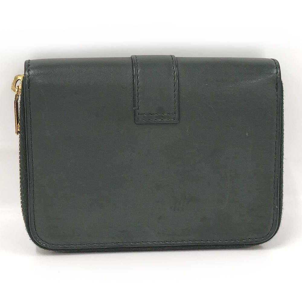 Saint Laurent Cassandra Bifold Wallet Zipper Leather Green — view 3