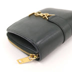 Saint Laurent Cassandra Bifold Wallet Zipper Leather Green — view 4