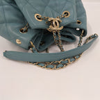 Chanel CC Logo Quilted Chain Shoulder Bag Lambskin Blue — view 6