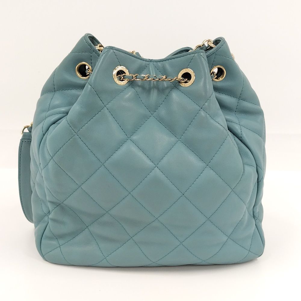 Chanel CC Logo Quilted Chain Shoulder Bag Lambskin Blue — view 2