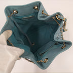 Chanel CC Logo Quilted Chain Shoulder Bag Lambskin Blue — view 8