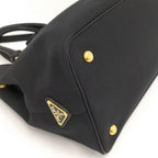Prada Logo Jacquard 2-Way Bag Canvas Black — view 4