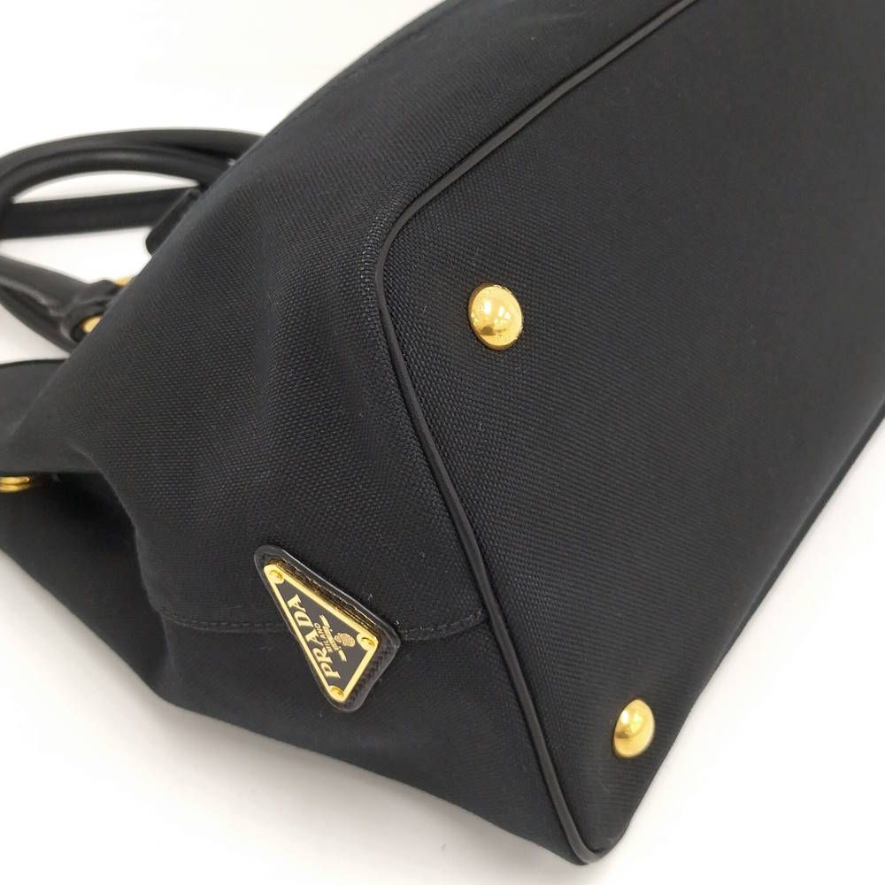 Prada Logo Jacquard 2-Way Bag Canvas Black — view 4